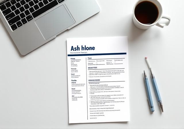 A professional Australian style resume on a clean desk